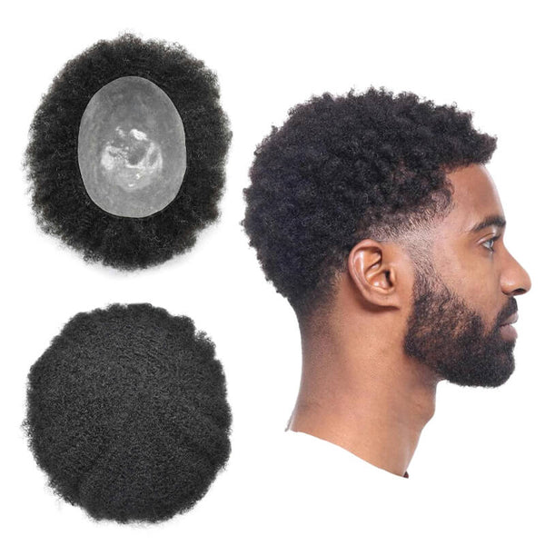 0.10mm Full Poly Afro Curly Toupee