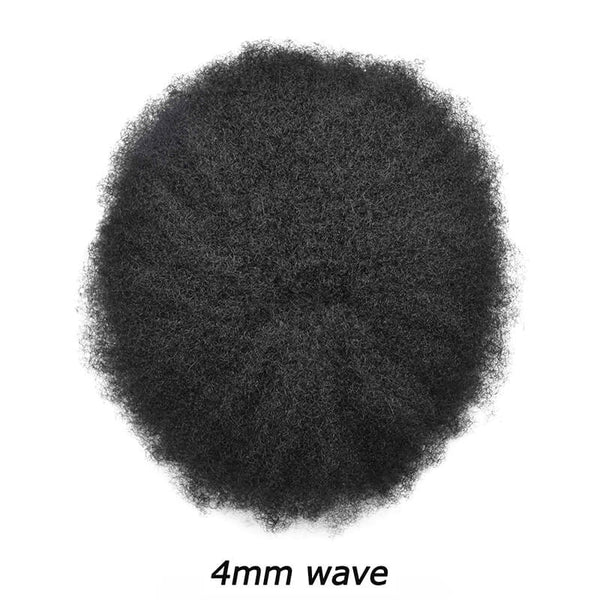 Fine Mono With Poly Perimeter Afro Curly Toupee
