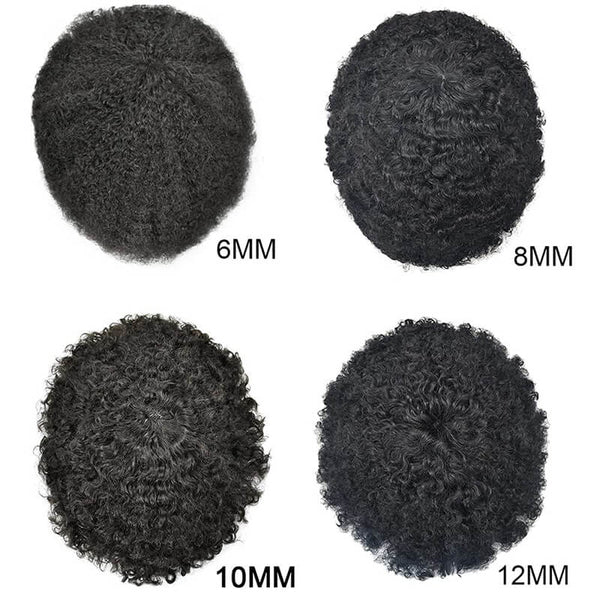 0.08mm Full Poly Afro Curly Toupee (Clearance Sale)